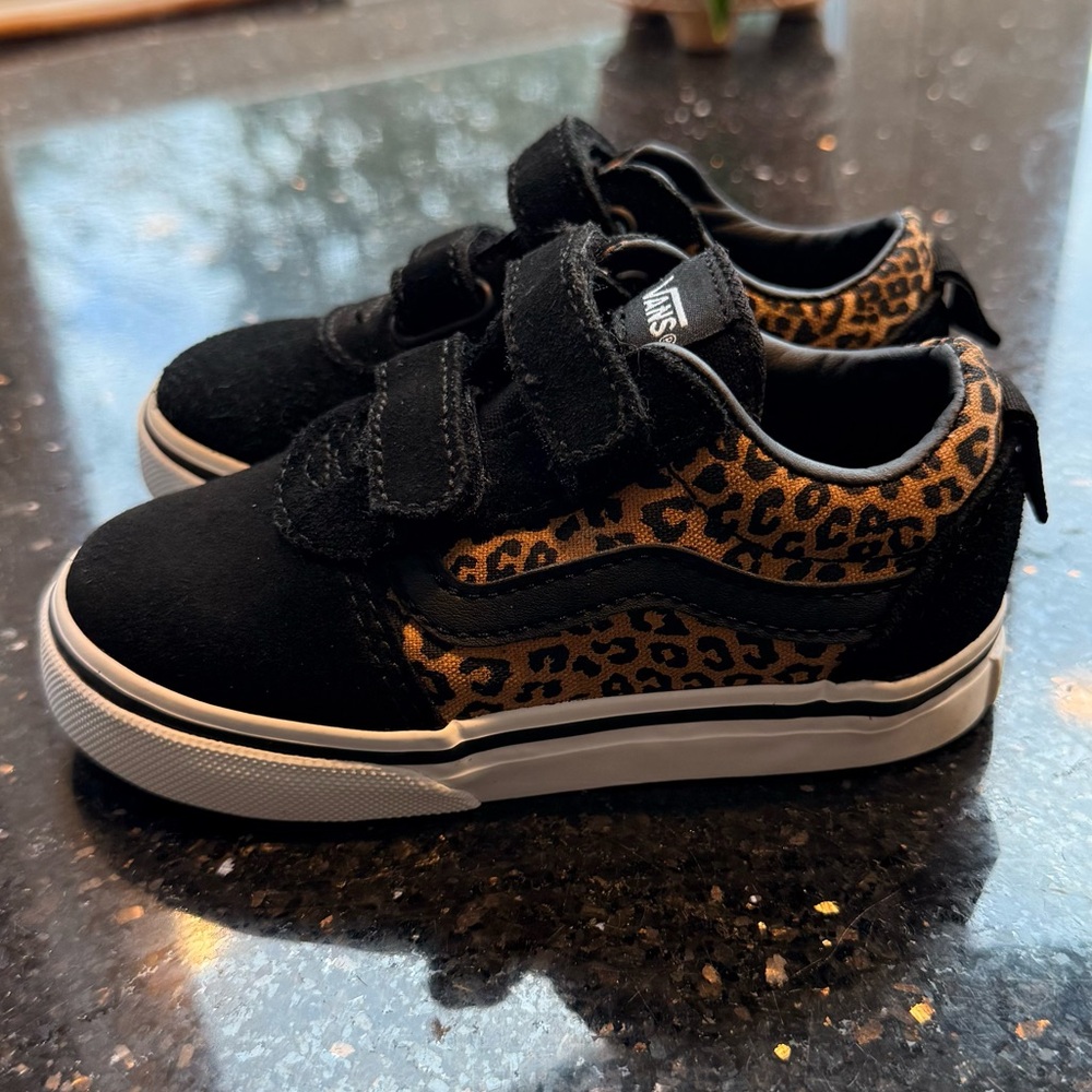 Vans Black and Leopard Pattern Shoes